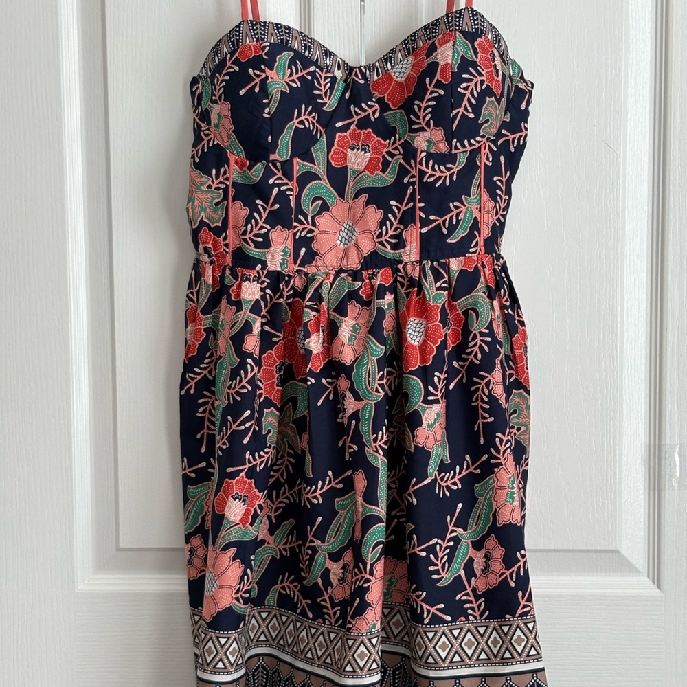 LAND OF GYPSIES Floral Sun Dress, multicolored print, size large